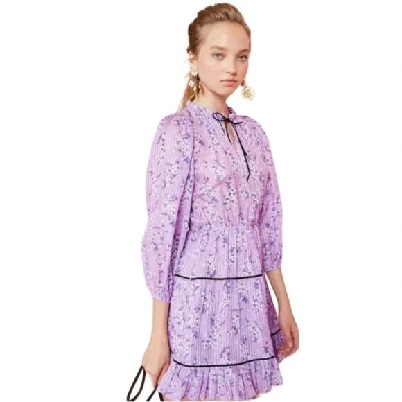 Ulla Johnson Dresses & Skirts - ULLA JOHNSON BRIENNE PRINTED COTTON AND SILK DRESS IN PURPLE Size 6 NWT